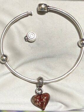 Chamilia Sterling Silver 925 Charm Bangle 7.5 Inches